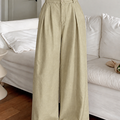 Linen Blend Wide-Leg Trousers
