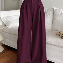 Linen Blend Wide-Leg Trousers