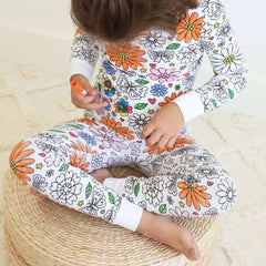 Kids Coloring Pajama Set with 12 Washable Markers – DIY Color Your Own Sleepwear for Boys & Girls