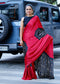 Women’s Forest Green Pure Modal Silk Saree with Rustic Red Folk Art Print & Traditional Designer Pallu