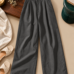 Linen Blend Wide-Leg Trousers