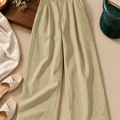 Linen Blend Wide-Leg Trousers