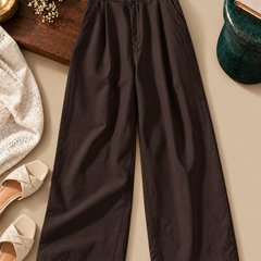 Linen Blend Wide-Leg Trousers