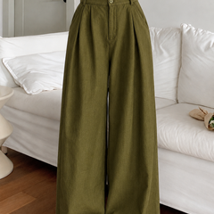 Linen Blend Wide-Leg Trousers