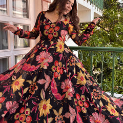 Women's Floral Printed Viscose Organza Kurta Pant Dupatta Set