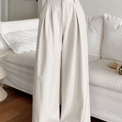 Linen Blend Wide-Leg Trousers