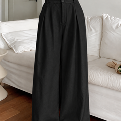 Linen Blend Wide-Leg Trousers