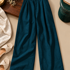 Linen Blend Wide-Leg Trousers