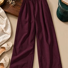 Linen Blend Wide-Leg Trousers
