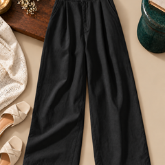 Linen Blend Wide-Leg Trousers