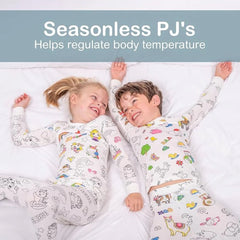 Kids Coloring Pajama Set with 12 Washable Markers – DIY Color Your Own Sleepwear for Boys & Girls