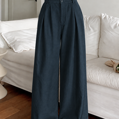 Linen Blend Wide-Leg Trousers
