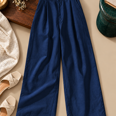 Linen Blend Wide-Leg Trousers