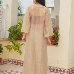 Golden Tissue 3-Piece Kurta Set with Lace Work