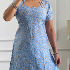 Soft Blue Ditsy Floral Multi-Wear Tunic - Adjustable Fit