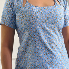 Soft Blue Ditsy Floral Multi-Wear Tunic - Adjustable Fit