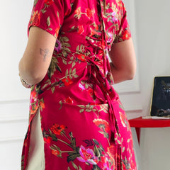 Rich Maroon Floral Multi-Wear Tunic - Adjustable Fit