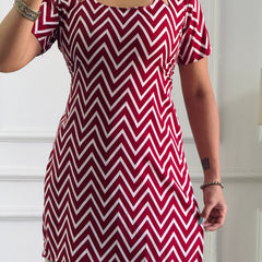 Bold Red Chevron Multi-Wear Tunic - Adjustable Fit