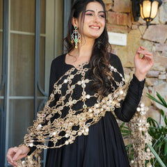 Elegant Black Kurti Palazzo Set with Statement Mirror Work Dupatta