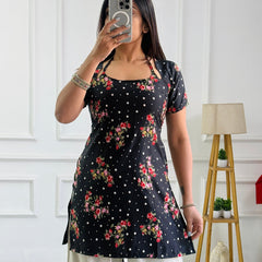 Polka Dot Floral Multi-Wear Tunic - Adjustable Fit