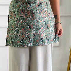 Halter Neck Floral Tunic with Custom Fit Back Lacing - Sage Green