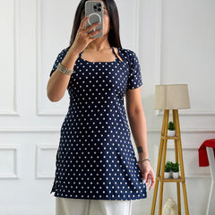Classic Navy Polka Dot Multi-Wear Tunic - Adjustable Fit