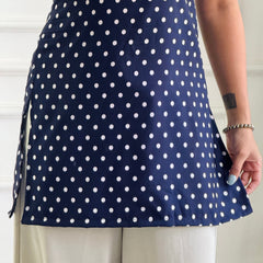Classic Navy Polka Dot Multi-Wear Tunic - Adjustable Fit