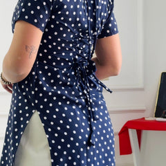Classic Navy Polka Dot Multi-Wear Tunic - Adjustable Fit