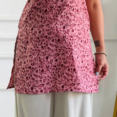 Dusty Pink Micro Floral Cambric Cotton Kurti with Corset Back