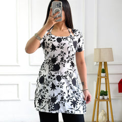Classic Black & White Floral Multi-Wear Tunic - Adjustable Fit