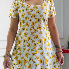 Butterfly Print Cambric Cotton Kurti with Corset Back