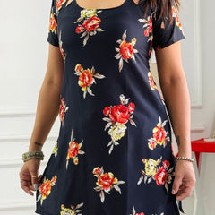 Tropical Black Floral Multi-Wear Tunic - Adjustable Fit