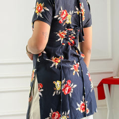 Tropical Black Floral Multi-Wear Tunic - Adjustable Fit