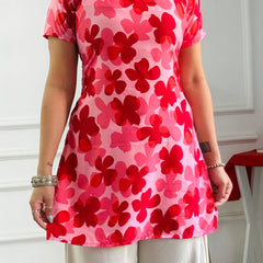 Pop-Art Pink Floral Multi-Wear Tunic - Adjustable Fit