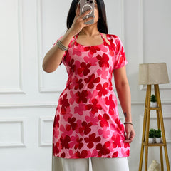 Pop-Art Pink Floral Multi-Wear Tunic - Adjustable Fit