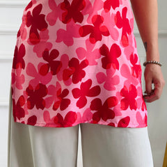 Pop-Art Pink Floral Multi-Wear Tunic - Adjustable Fit