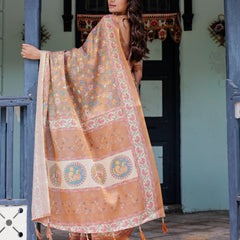 Terracotta Peach Handloom Cotton Saree with Multicolor Floral Vines & Kalamkari-Inspired Pallu