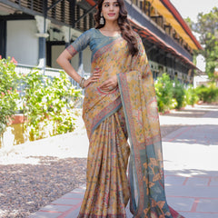Maroon Handloom Cotton Saree with Intricate Peacock & Floral Art – Contrast Green Pallu