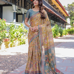 Maroon Handloom Cotton Saree with Intricate Peacock & Floral Art – Contrast Green Pallu