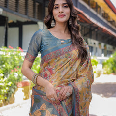 Maroon Handloom Cotton Saree with Intricate Peacock & Floral Art – Contrast Green Pallu