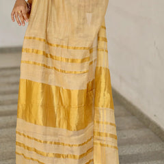 Luxury Off White Gold Kasavu Saree with Designer Tassel Pallu