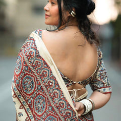 Vintage-Inspired Mirror Work Silk Saree