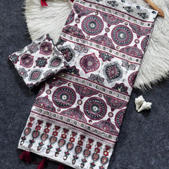 Vintage-Inspired Mirror Work Silk Saree
