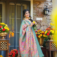 Festive Wear Mehendi Green Kurti Sharara Set with Designer Dupatta