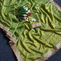 Green Viscose Saree with Embroidery Lace Border – Festive Wear