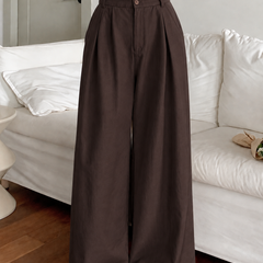 Linen Blend Wide-Leg Trousers