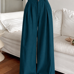 Linen Blend Wide-Leg Trousers