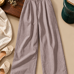Linen Blend Wide-Leg Trousers