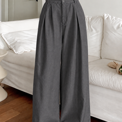 Linen Blend Wide-Leg Trousers