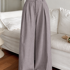 Linen Blend Wide-Leg Trousers